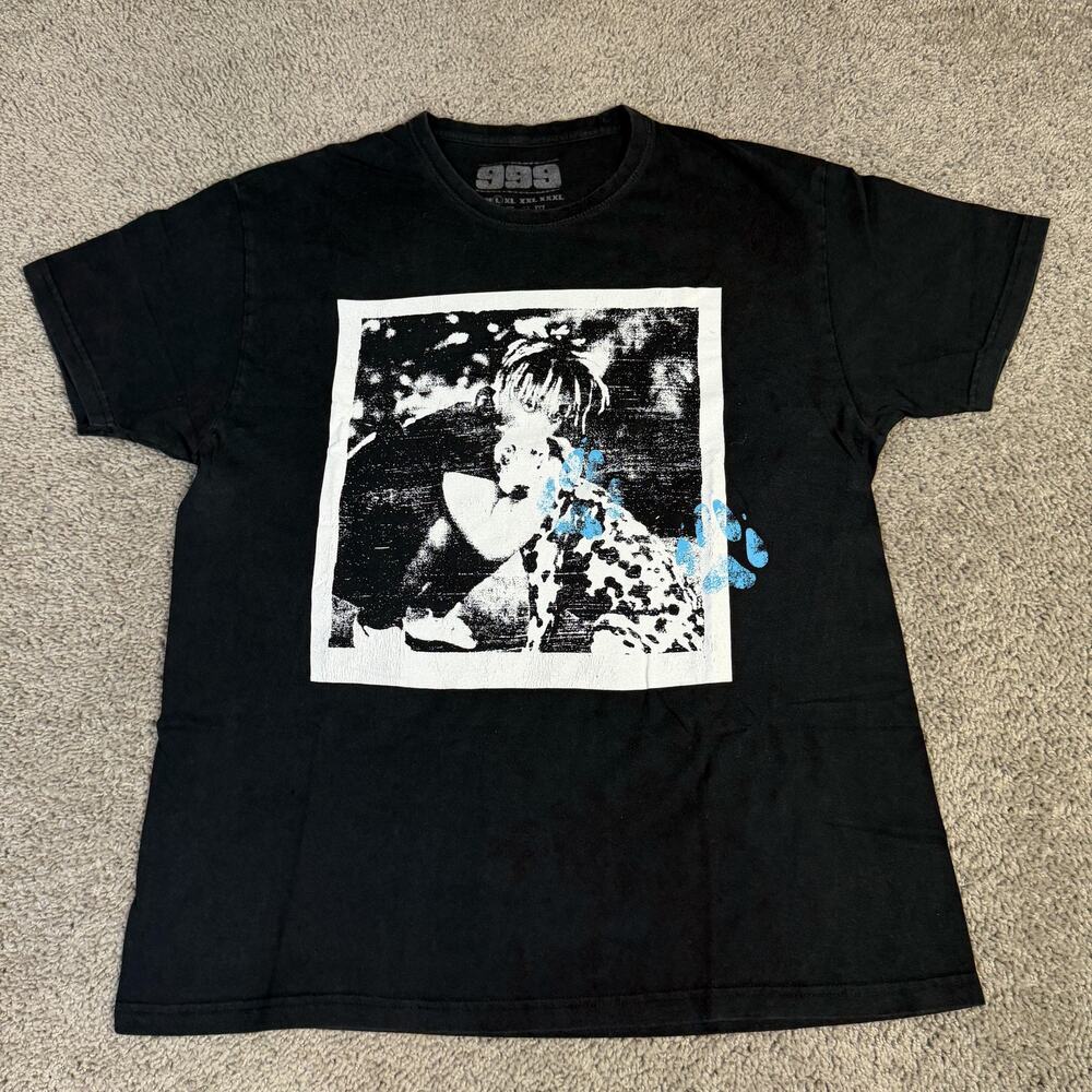 Juice WRLD Shirt Mens Large Black Dalmatian 999 Hip Hop Rape Tee Music Casual